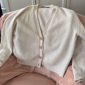 Jenni Kayne Ivory Cropped Cashmere Cocoon Cardigan XXS